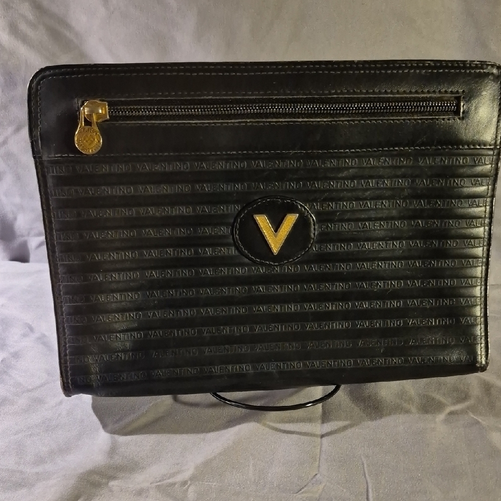 Valentino Black Pouch with Gold Details